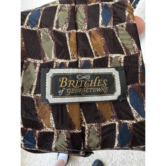 Vintage Britches of Georgetowne Silk Tie – Geometric Mid-Century Pattern - Picture 3 of 7